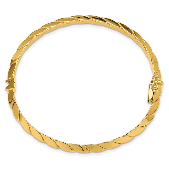 Leslie's 14K Polished and Grooved Fancy Hinged Bangle