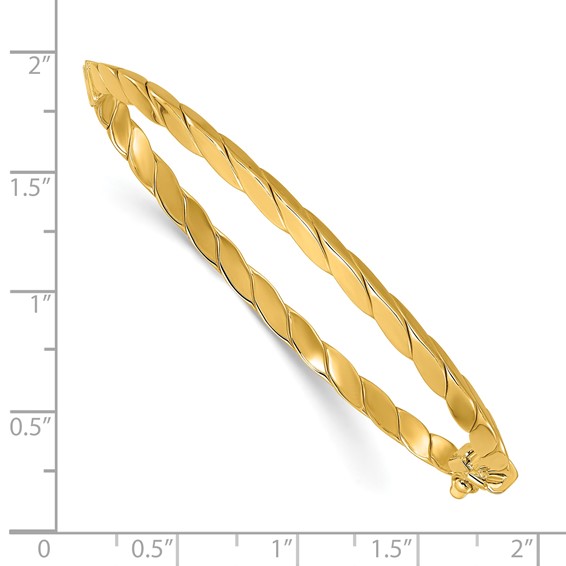 Leslie's 14K Polished and Grooved Fancy Hinged Bangle