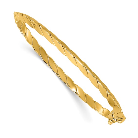 Leslie's 14K Polished and Grooved Fancy Hinged Bangle