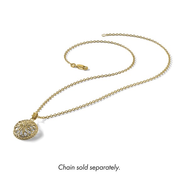 Leslie's 14K Two-tone Polished and Diamond-cut Fancy Pendant