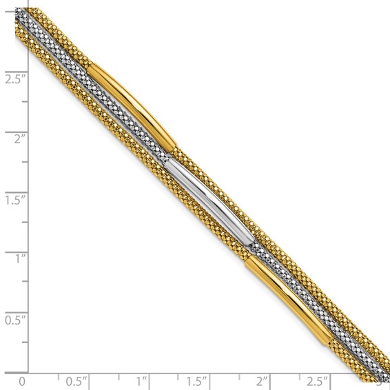 Leslie's 14K w/Rhodium Polished Bars Mesh Multi-strand Bracelet