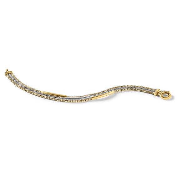 Leslie's 14K w/Rhodium Polished Bars Mesh Multi-strand Bracelet