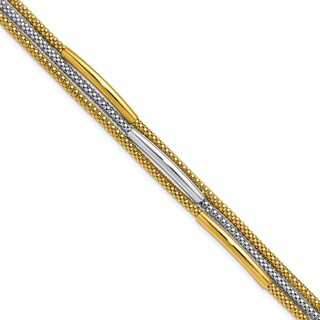 Leslie's 14K w/Rhodium Polished Bars Mesh Multi-strand Bracelet