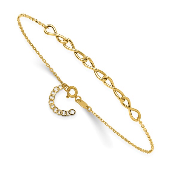 Leslie's 14K Polished Infinity 9in Plus 1in ext. Anklet