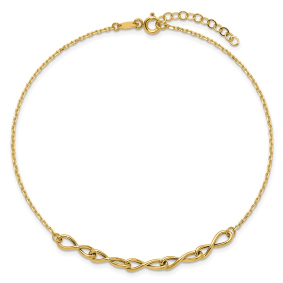 Leslie's 14K Polished Infinity 9in Plus 1in ext. Anklet