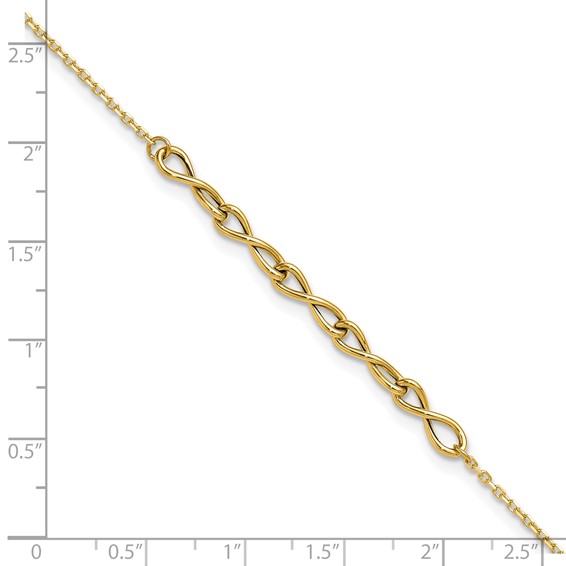 Leslie's 14K Polished Infinity 9in Plus 1in ext. Anklet