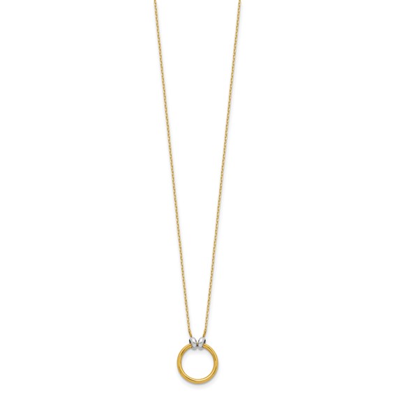 Leslie's 14K with Rhodium Polished Circle Necklace