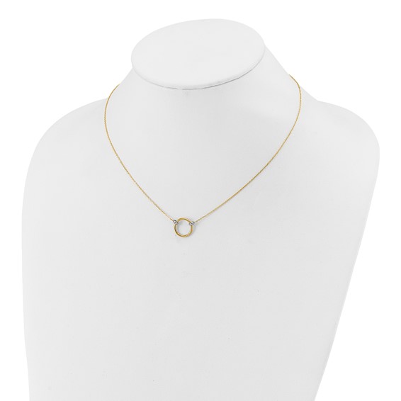 Leslie's 14K with Rhodium Polished Circle Necklace