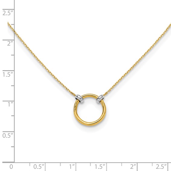 Leslie's 14K with Rhodium Polished Circle Necklace