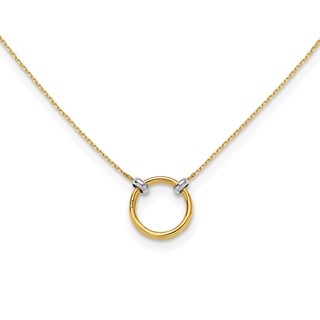 Leslie's 14K with Rhodium Polished Circle Necklace