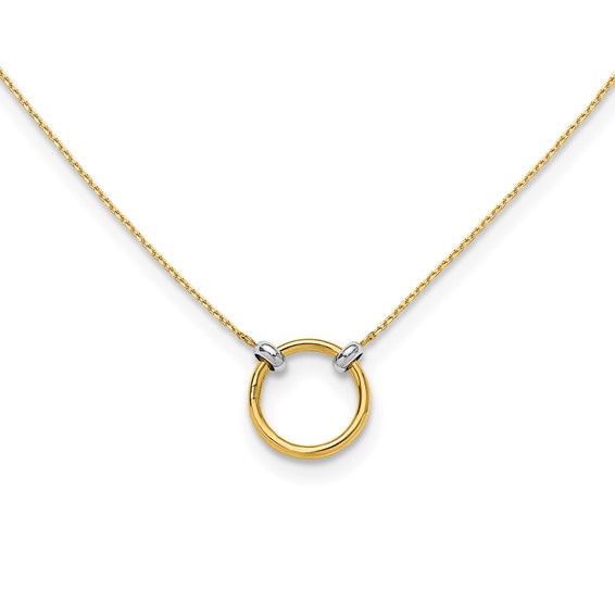 Leslie's 14K with Rhodium Polished Circle Necklace