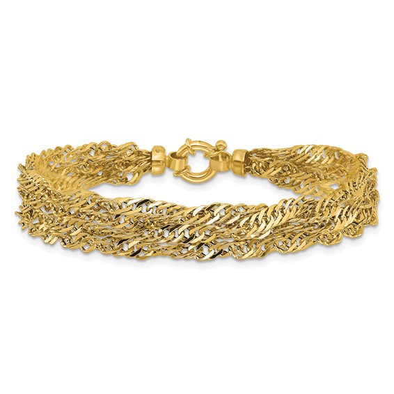 Leslie's 14K Polished/Diamond-cut Multi-strand Singapore Bracelet