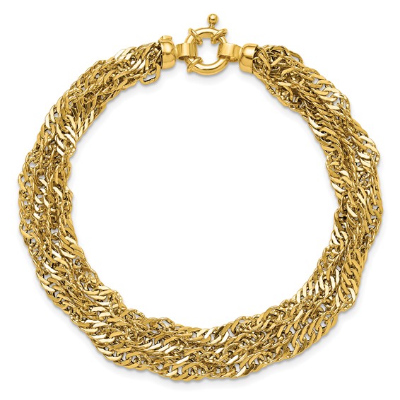 Leslie's 14K Polished/Diamond-cut Multi-strand Singapore Bracelet