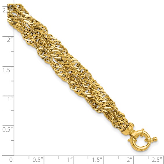 Leslie's 14K Polished/Diamond-cut Multi-strand Singapore Bracelet