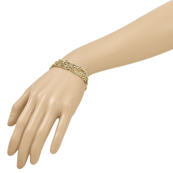 Leslie's 14K Polished/Diamond-cut Multi-strand Singapore Bracelet