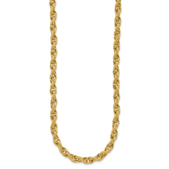 Leslie's 14K Polished/Textured/Dia-cut Twisted Link Necklace