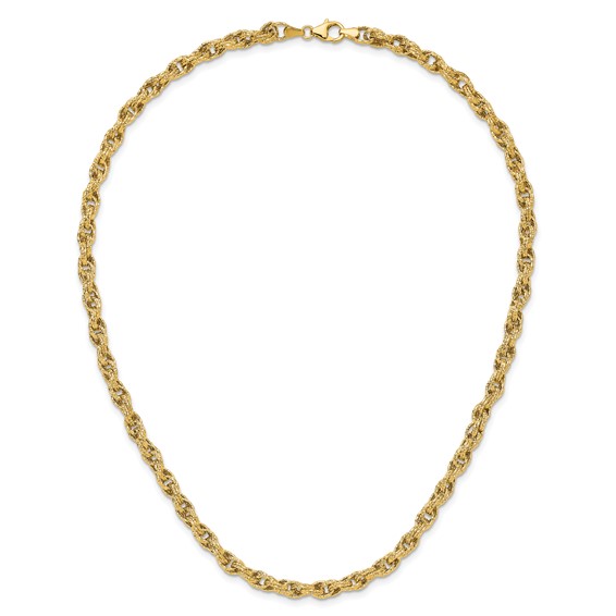 Leslie's 14K Polished/Textured/Dia-cut Twisted Link Necklace