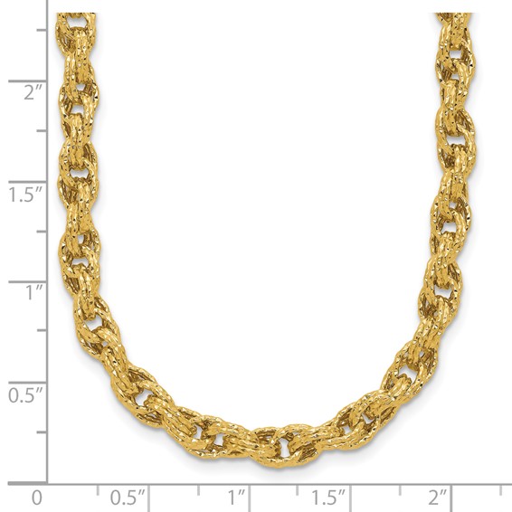 Leslie's 14K Polished/Textured/Dia-cut Twisted Link Necklace