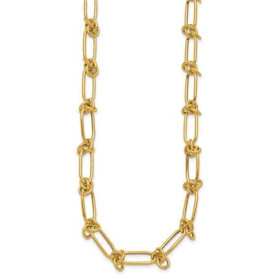 Leslie's 14K Polished Love Knot Fancy Paperclip Link Necklace