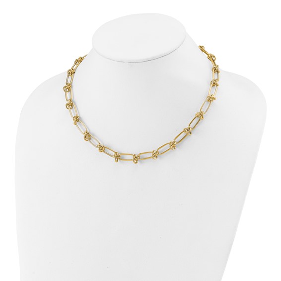 Leslie's 14K Polished Love Knot Fancy Paperclip Link Necklace