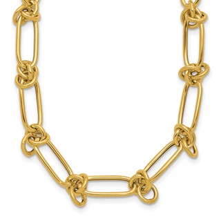Leslie's 14K Polished Love Knot Fancy Paperclip Link Necklace