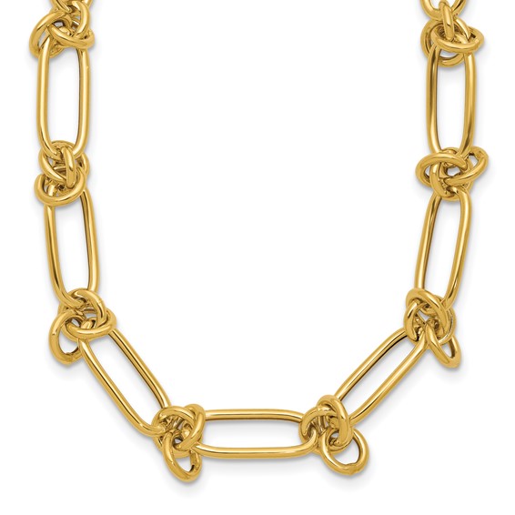Leslie's 14K Polished Love Knot Fancy Paperclip Link Necklace