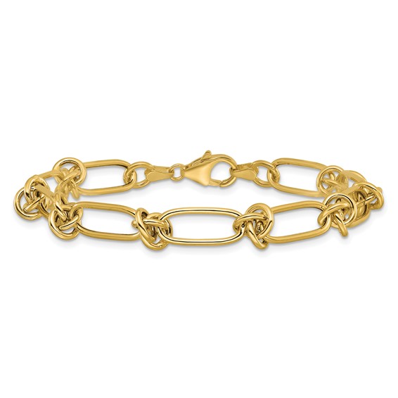 Leslie's 14K Polished Love Knot Fancy Paperclip Link Bracelet