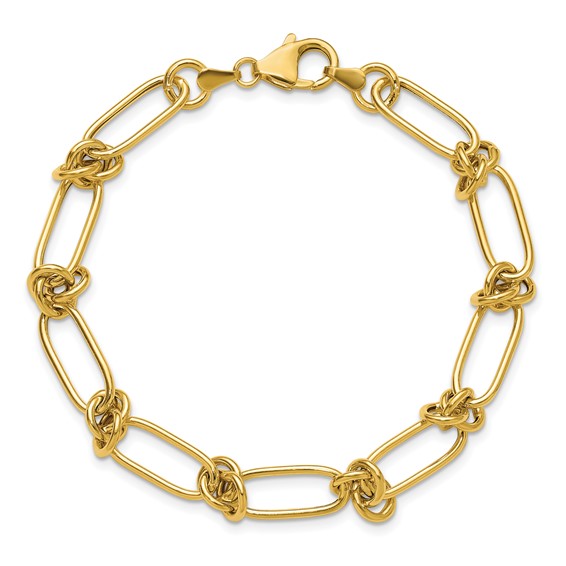 Leslie's 14K Polished Love Knot Fancy Paperclip Link Bracelet