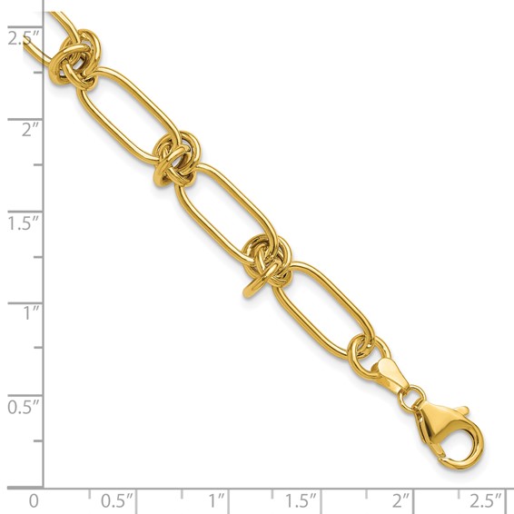 Leslie's 14K Polished Love Knot Fancy Paperclip Link Bracelet