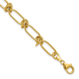 Leslie's 14K Polished Love Knot Fancy Paperclip Link Bracelet