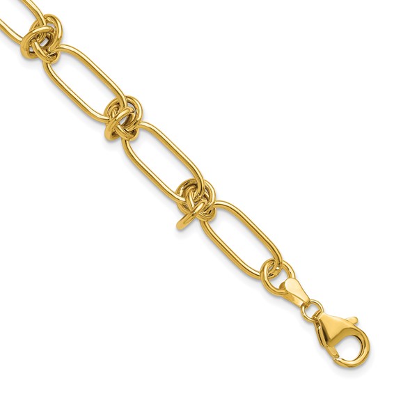 Leslie's 14K Polished Love Knot Fancy Paperclip Link Bracelet