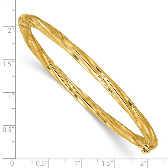 Leslie's 14K Polished and Textured Twist Hinged Bangle