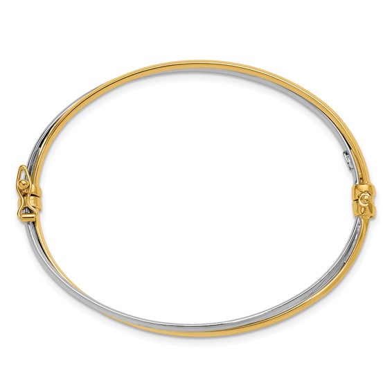 Leslie's 14K with Rhodium Polished Twist Hinged Bangle