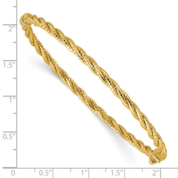 Leslie's 14K Polished and Diamond-cut Twisted Hinged Bangle