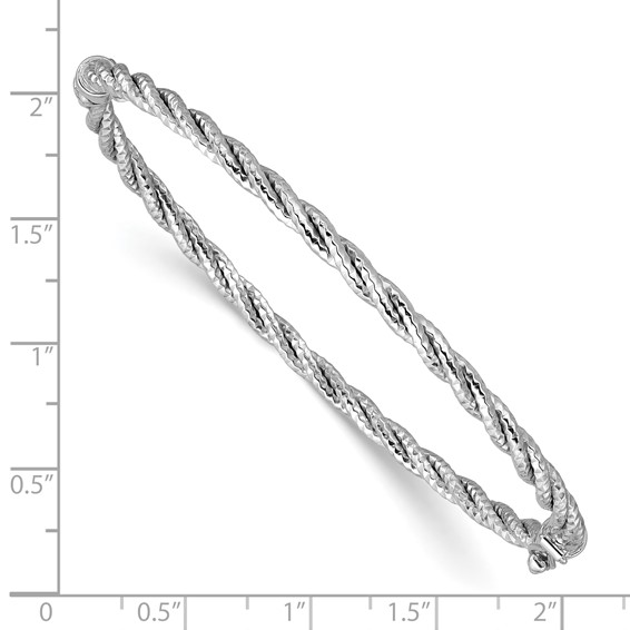 Leslie's 14K w/ White Rhodium Polish/Diamond-cut Twisted Hinged Bangle
