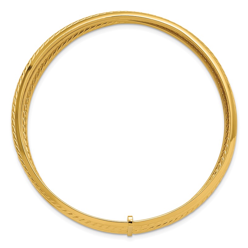 14K Polished and Twisted 7-Layer Slip-on Bangle