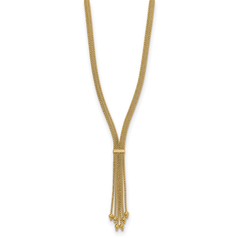14K Polish/Texture/Dia-cut Fancy Drop Necklace