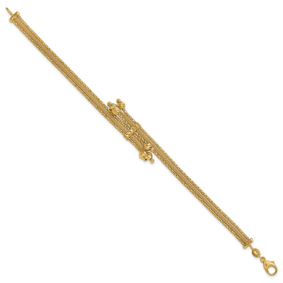 Leslie's 14K Polish/Texture/Dia-cut Fancy Bracelet
