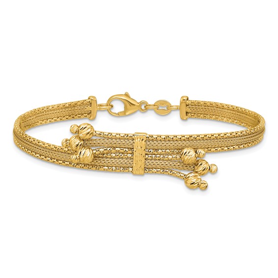 Leslie's 14K Polish/Texture/Dia-cut Fancy Bracelet