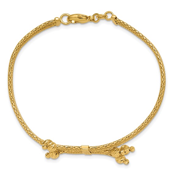 Leslie's 14K Polish/Texture/Dia-cut Fancy Bracelet