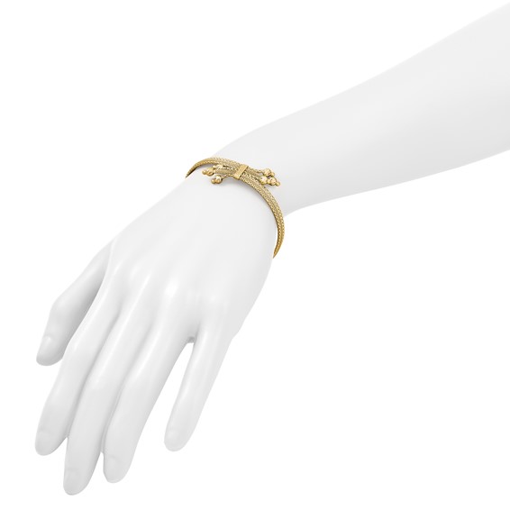 Leslie's 14K Polish/Texture/Dia-cut Fancy Bracelet