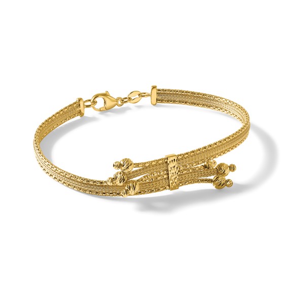Leslie's 14K Polish/Texture/Dia-cut Fancy Bracelet