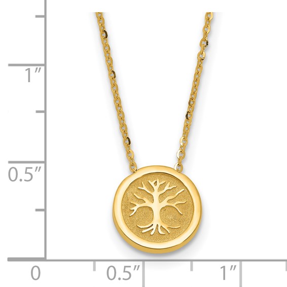 Leslie's 14K Polished and Satin Tree of Life Necklace