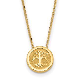 Leslie's 14K Polished and Satin Tree of Life Necklace