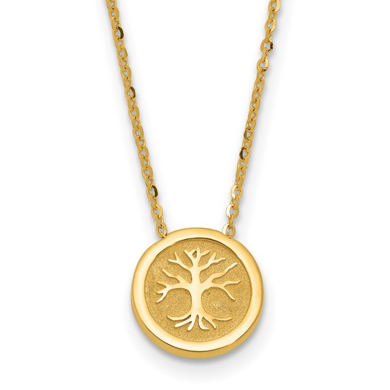 Leslie's 14K Polished and Satin Tree of Life Necklace