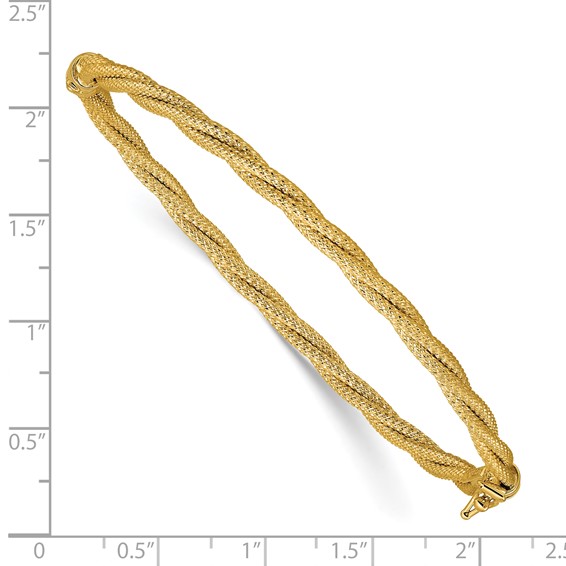 Leslie's 14K Polished and Textured Twisted Hinged Bangle