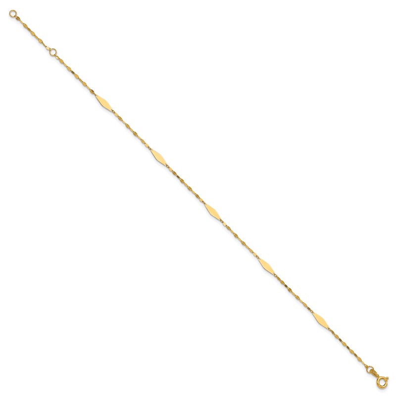 14K Polished Geometric 9in plus 1in ext. Anklet