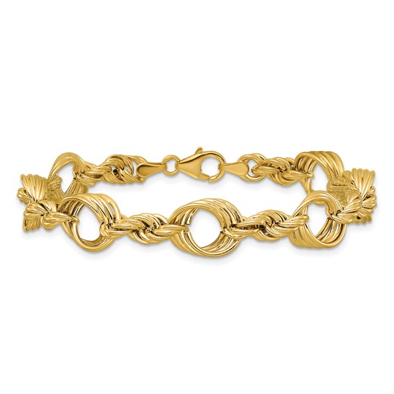 Leslie's 14K Polished Fancy Circle and Rope Link Bracelet
