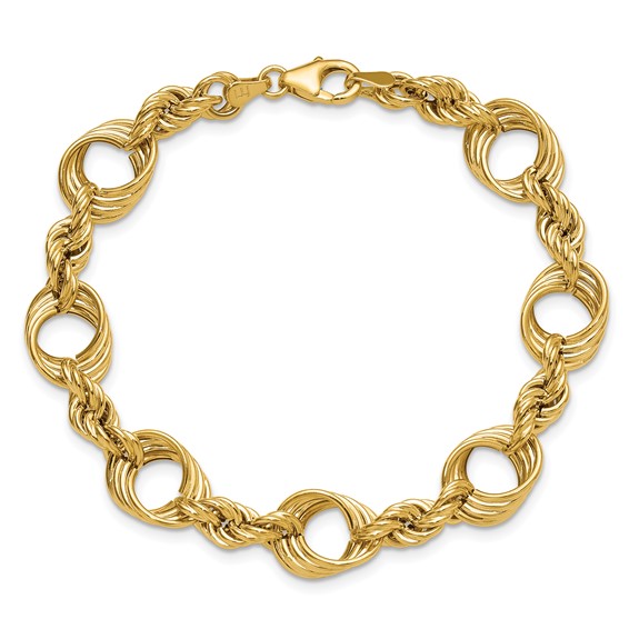 Leslie's 14K Polished Fancy Circle and Rope Link Bracelet