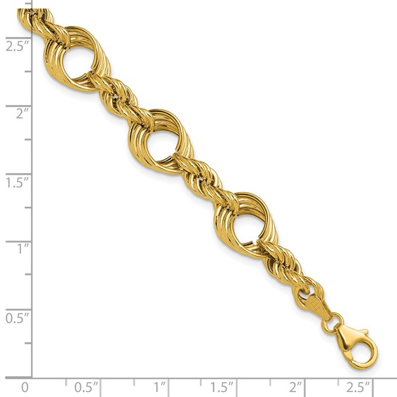 Leslie's 14K Polished Fancy Circle and Rope Link Bracelet